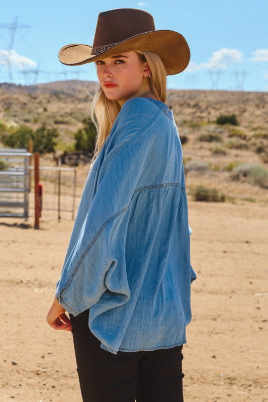Marla V-neck Button Down