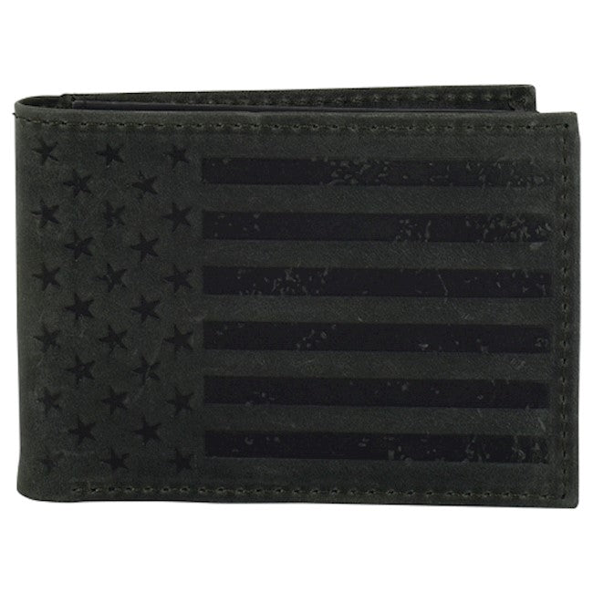 JUSTIN MENS GENUINE LEATHER GRAPHITE FLAG BIFOLD WALLET