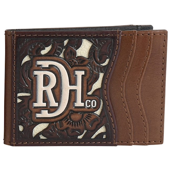 RED DIRT HAT CO BIFOLD CARD CASE WALLET TOOLED W/ IVORY INLAY