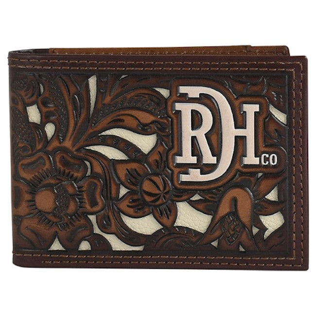 RED DIRT HAT CO BIFOLD WALLET TOOLED W/ IVORY INLAY