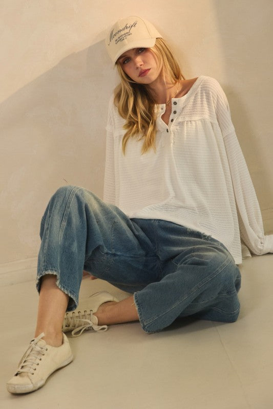 Amelia Knit Henley Blouse