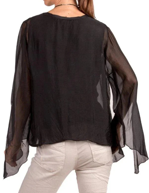 PARMA SILK BLOUSE in BLACK