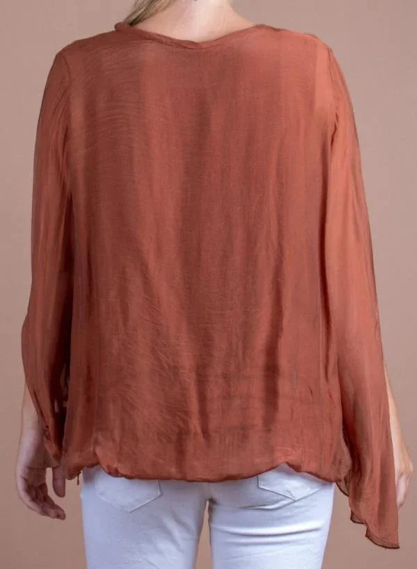 PARMA SILK BLOUSE in RUST