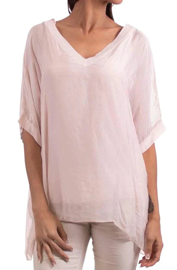 LIZANA SILK BLOUSE in PINK