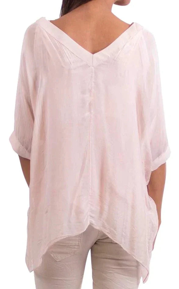 LIZANA SILK BLOUSE in PINK