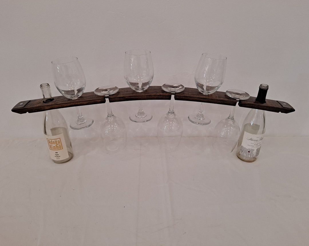 2-Wine Bottle 6-Glass Holder Stave