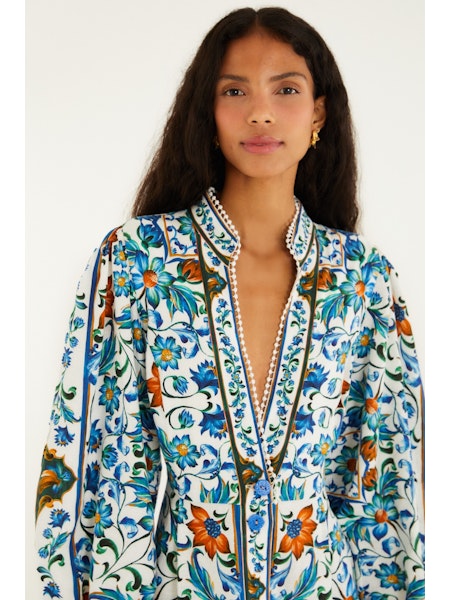 OFF-WHITE FLORAL TILE MAXI DRESS