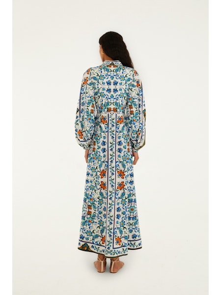 OFF-WHITE FLORAL TILE MAXI DRESS