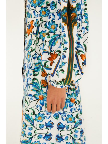 OFF-WHITE FLORAL TILE MAXI DRESS