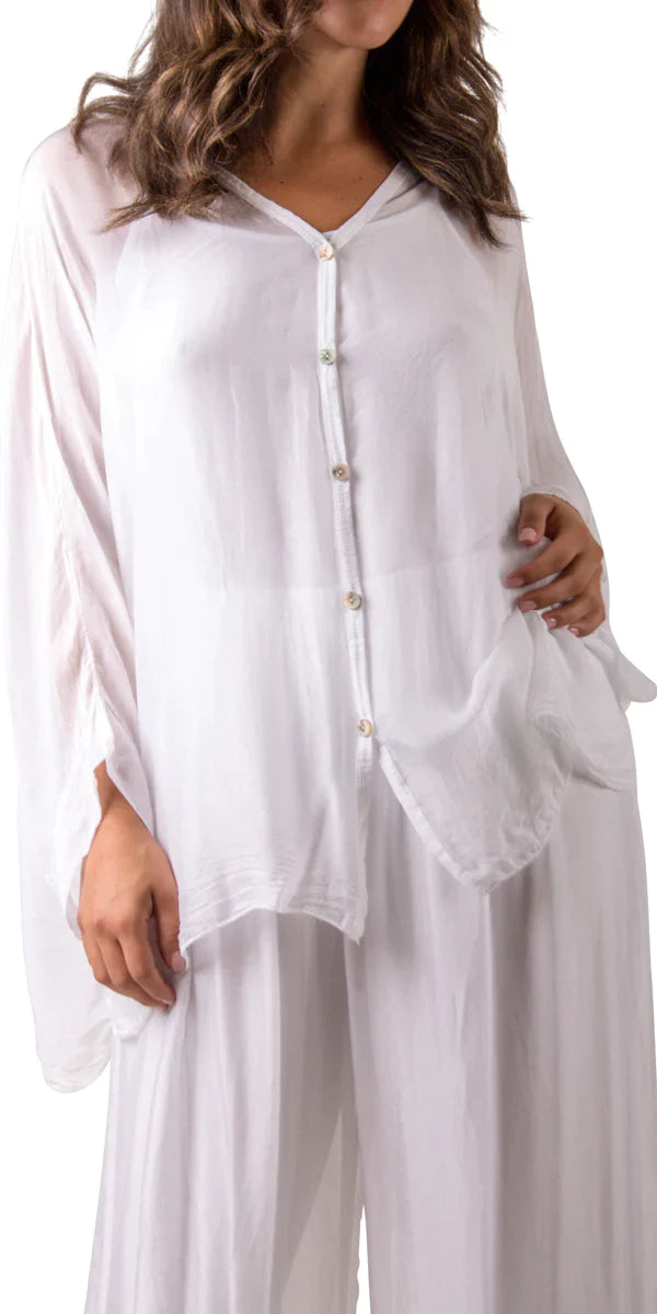 ANGELO SILK BLOUSE in WHITE