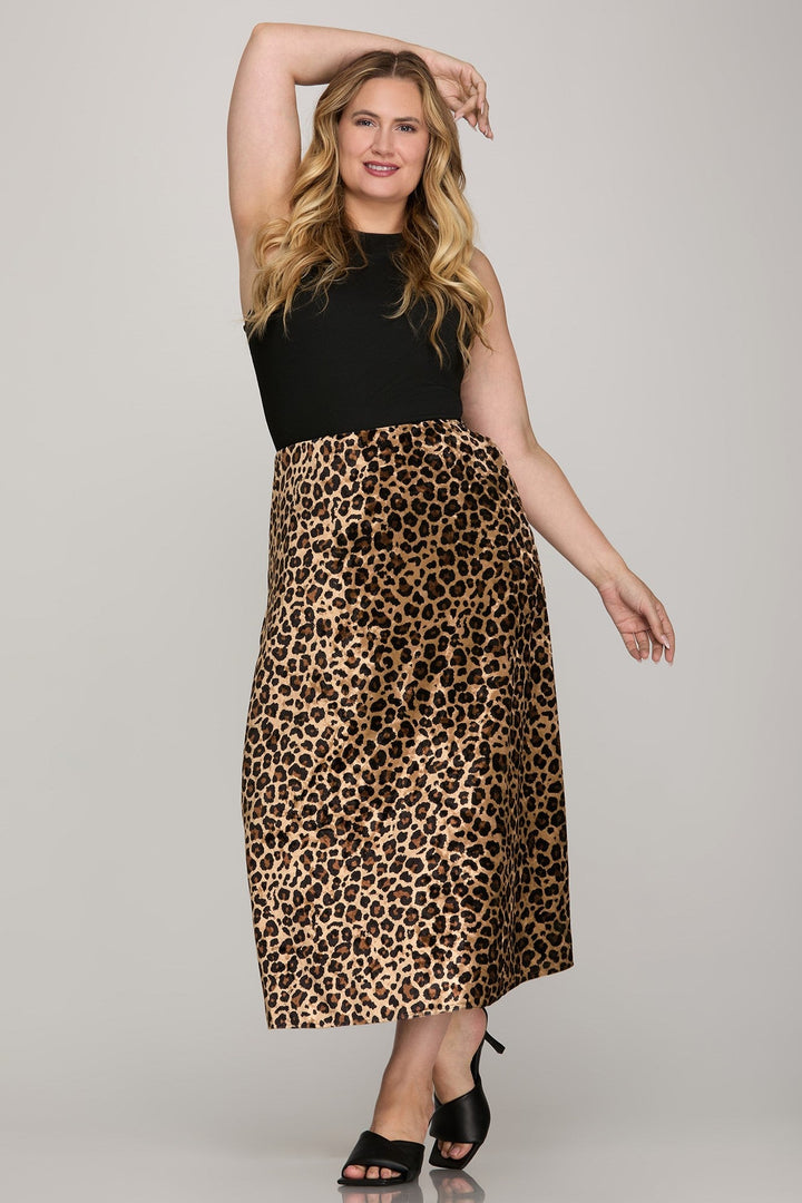 LEOPARD PRINT VELVET SKIRT