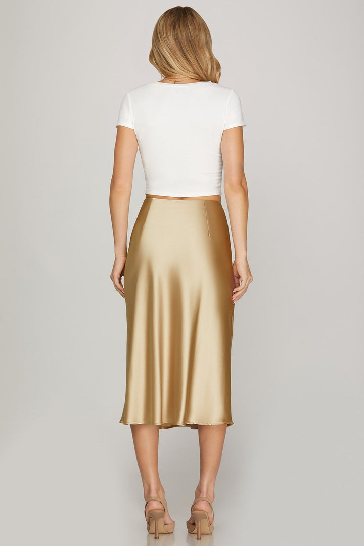 MIDI SATIN SKIRT