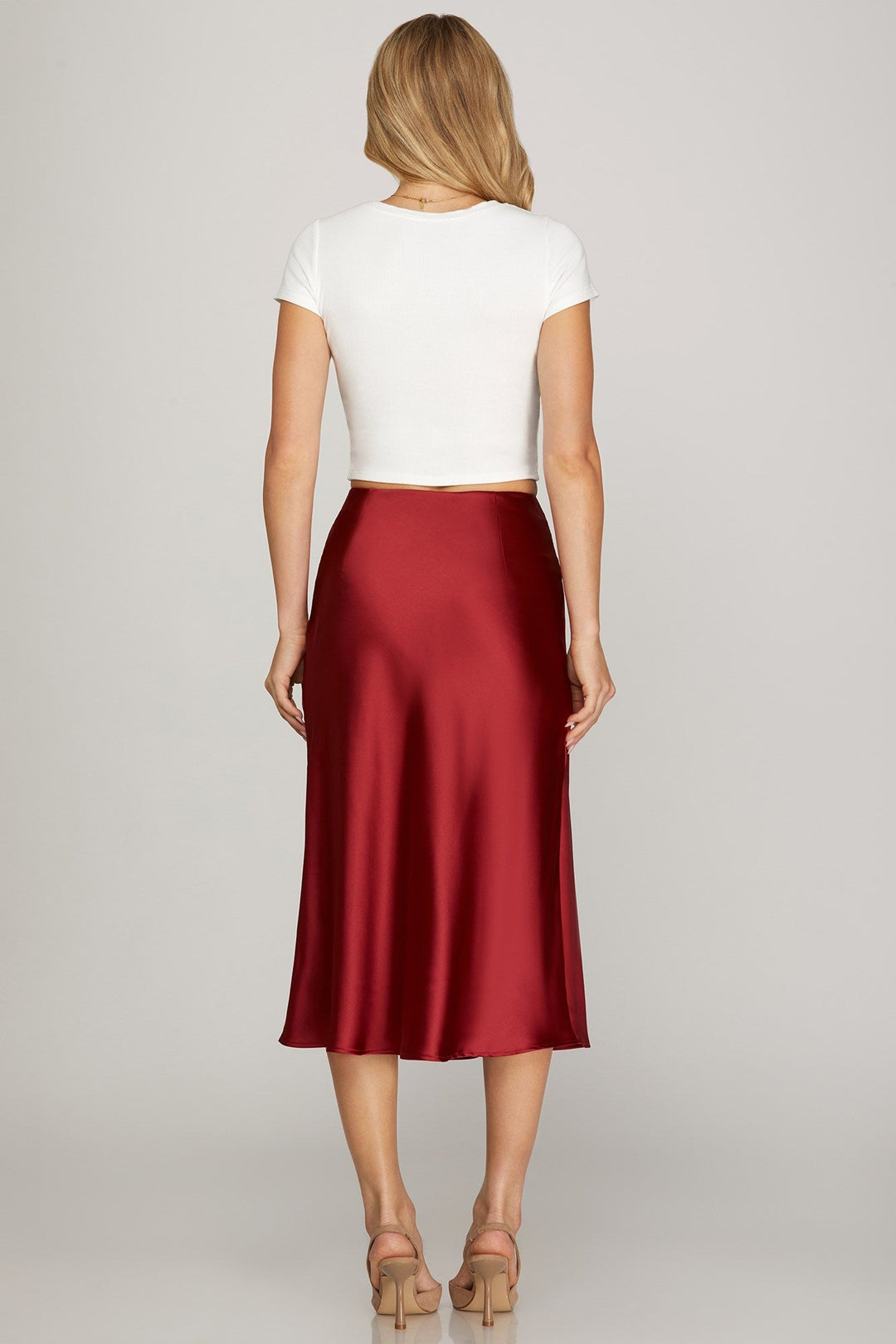 MIDI SATIN SKIRT