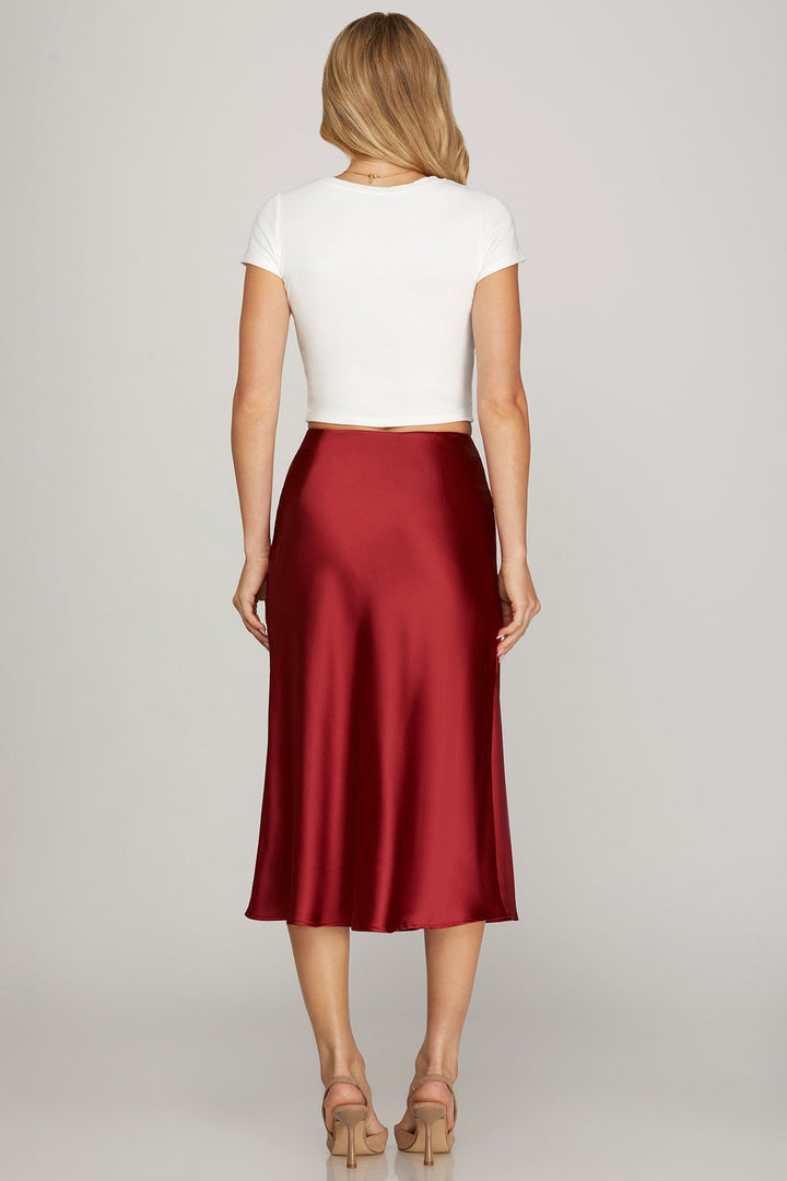 MIDI SATIN SKIRT