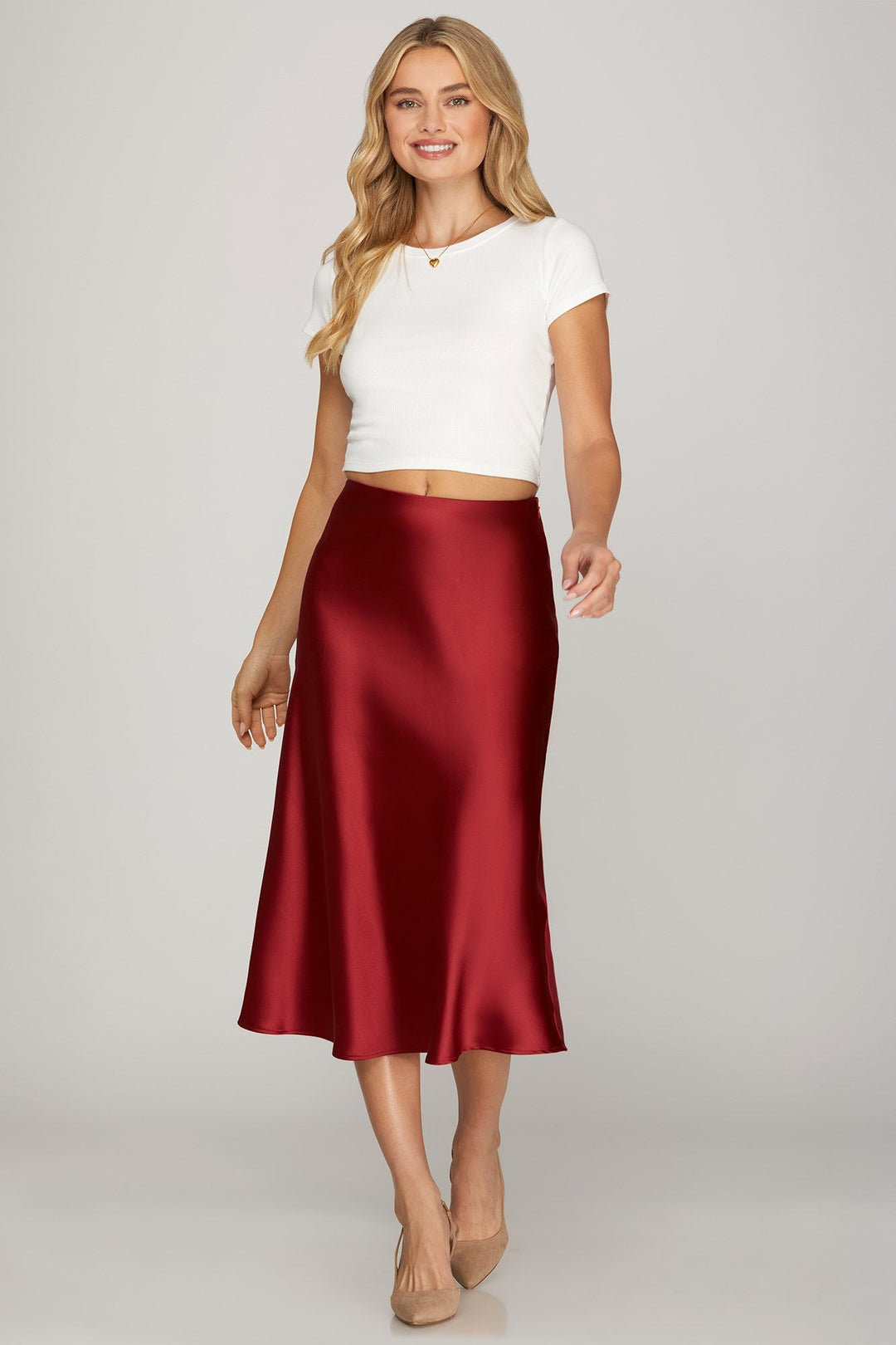 MIDI SATIN SKIRT