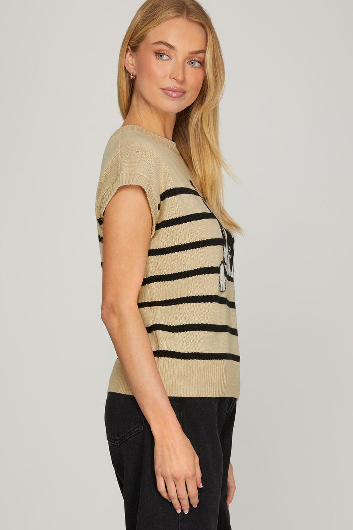 STRIPED FRENCH BULLDOG SWEATER TOP