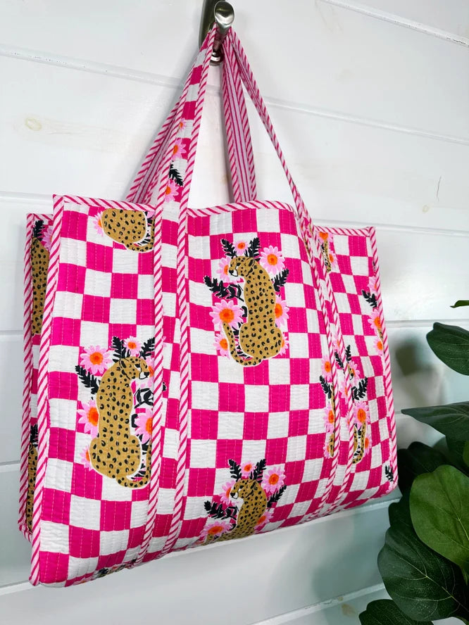 Quilted Jaguar Tote Bag