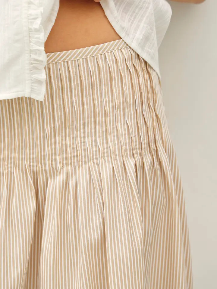 STRIPED PINTUCKED SKIRT