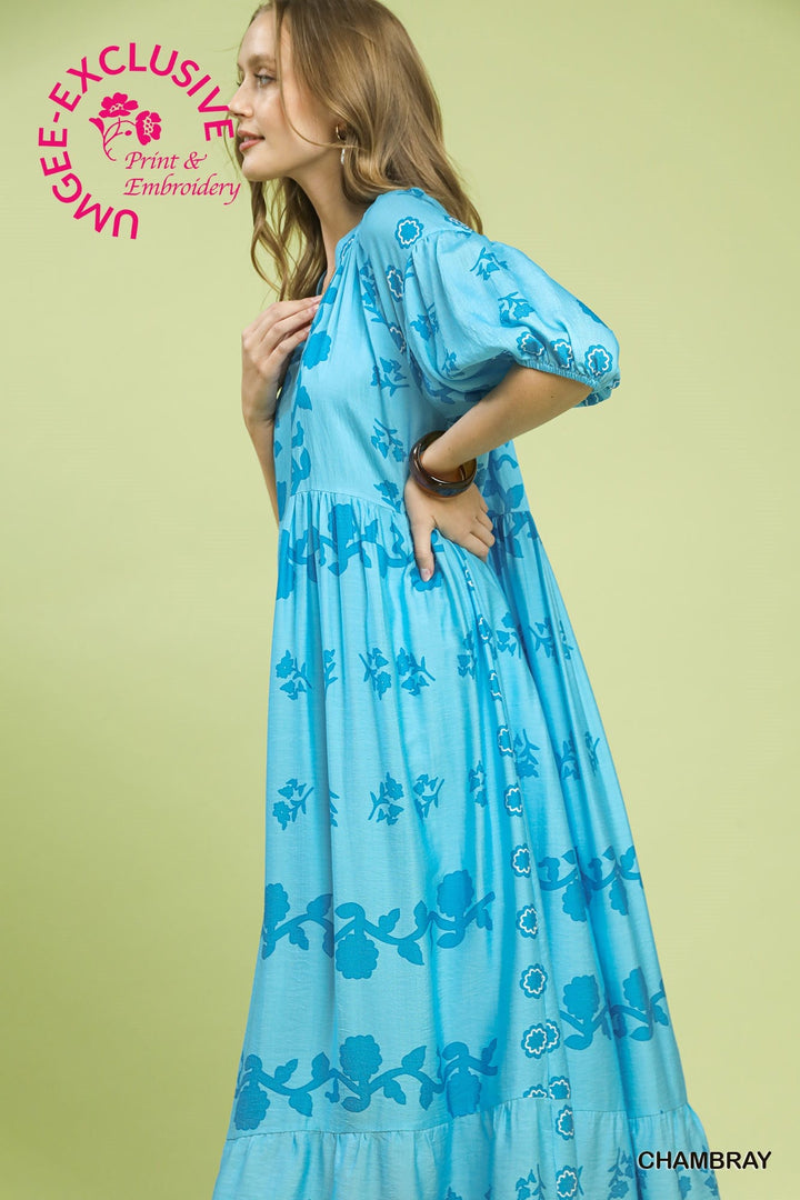 VINE PRINT MAXI DRESS