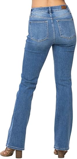 JUDY BLUE HIGH WAIST CLASSIC CONTRAST WASH BOOTCUT JEANS