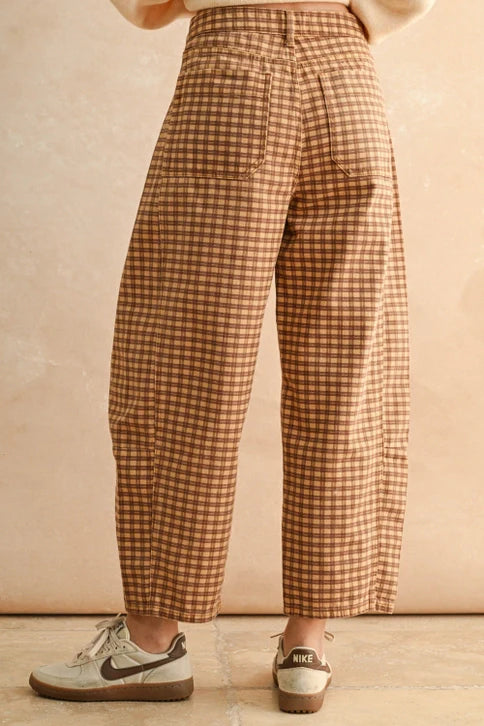 MINI CHECKER BARREL PANTS