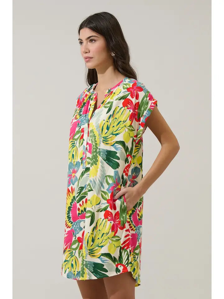 WISSA TROPICAL JASLA SHIFT MINI DRESS