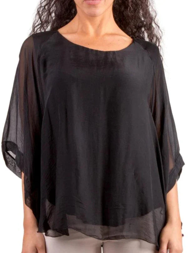 COLETTA SILK BLOUSE in BLACK