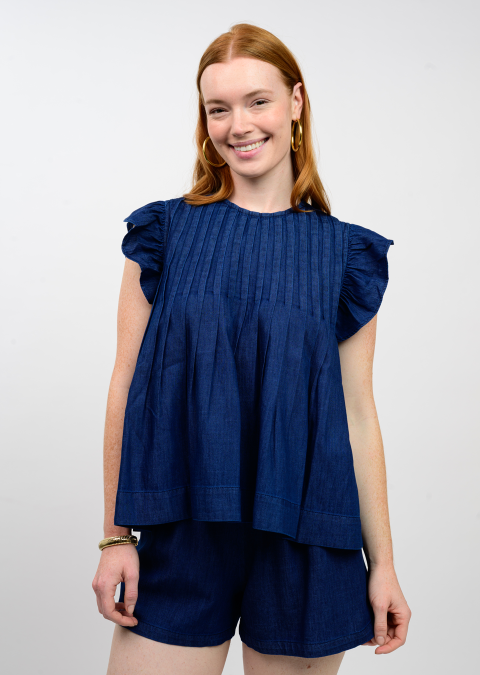 TUCKED DENIM TOP