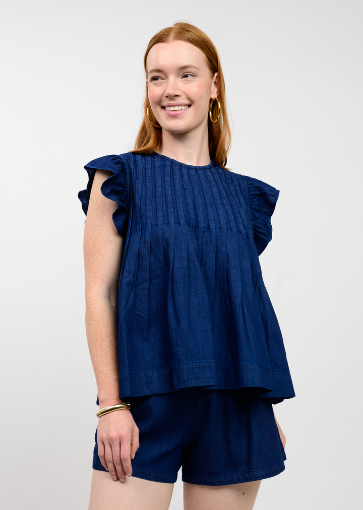 TUCKED DENIM TOP