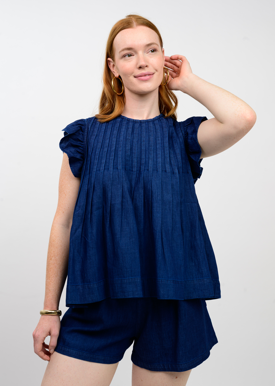 TUCKED DENIM TOP