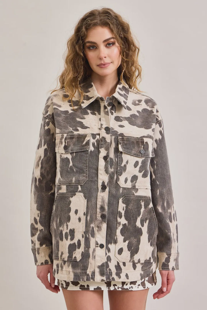 COW PRINT OVERSIZED SHACKET