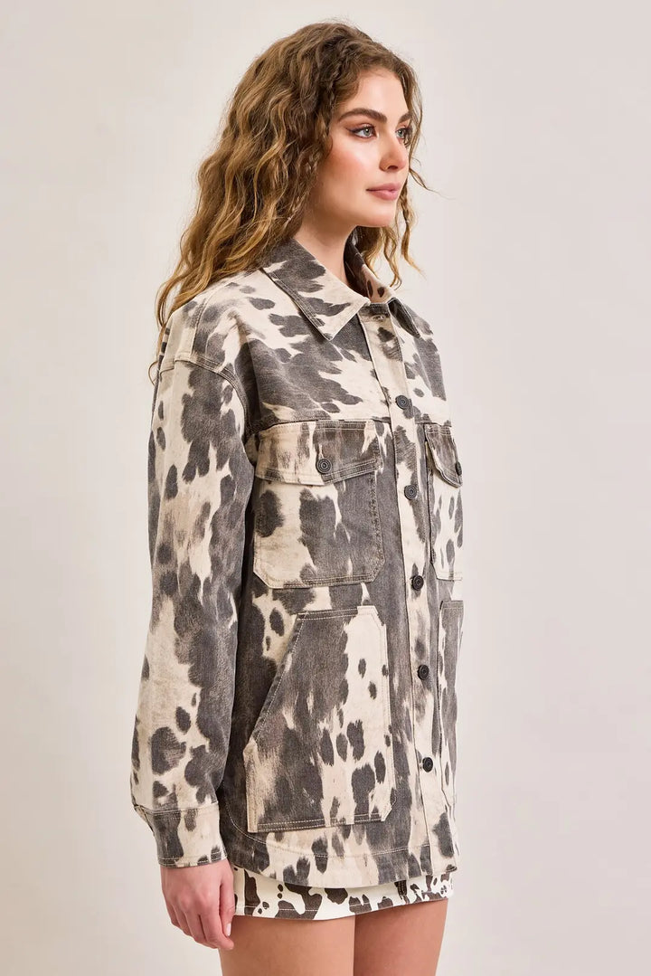 COW PRINT OVERSIZED SHACKET