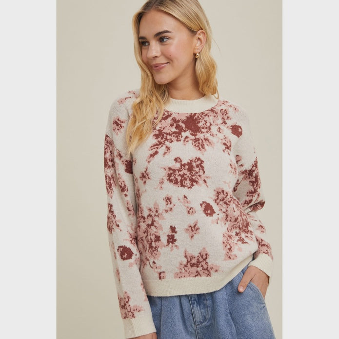 FLORAL BRUSHED SWEATER