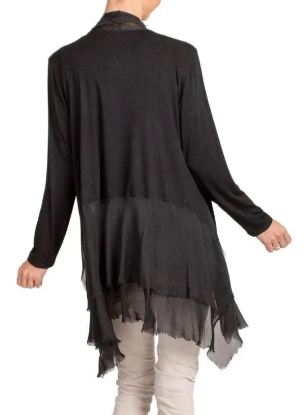 CRUDA SILK CARDIGAN in BLACK