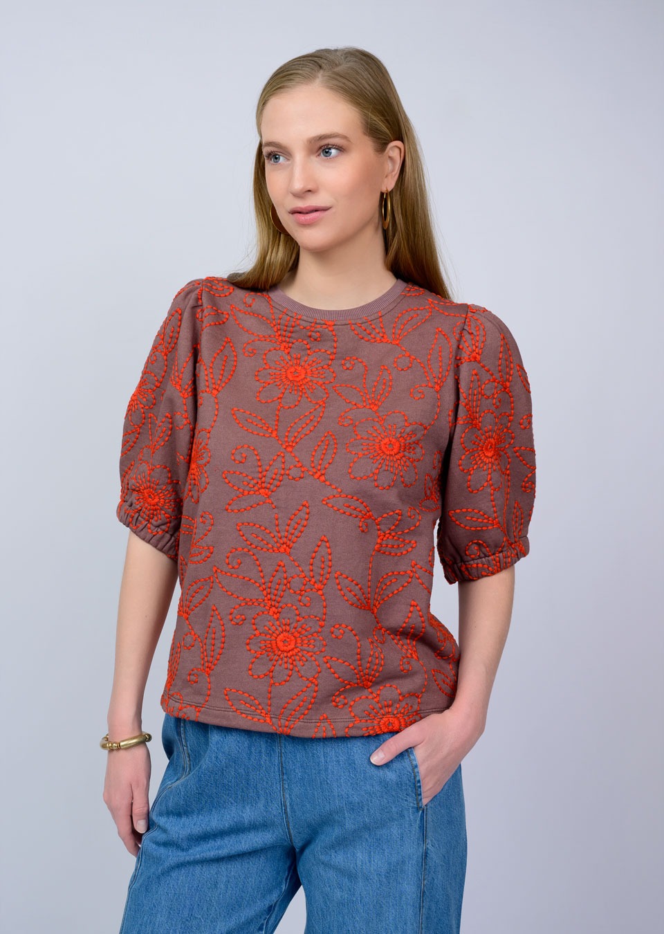 FLORAL VINES KNIT TOP