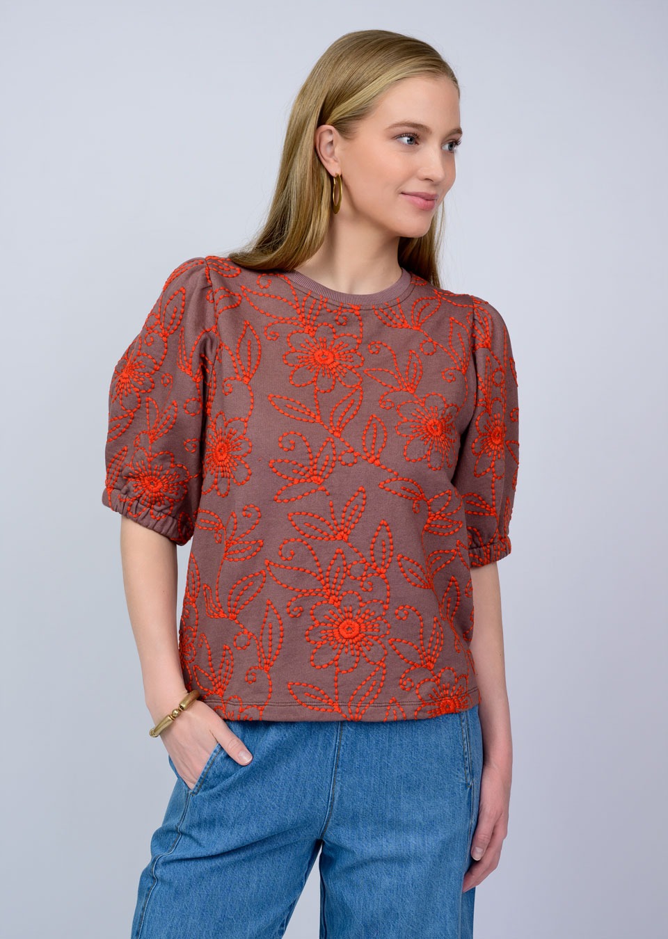 FLORAL VINES KNIT TOP