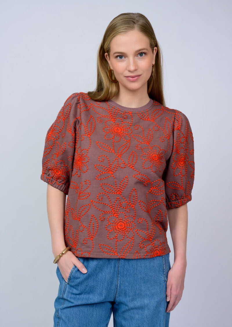 FLORAL VINES KNIT TOP