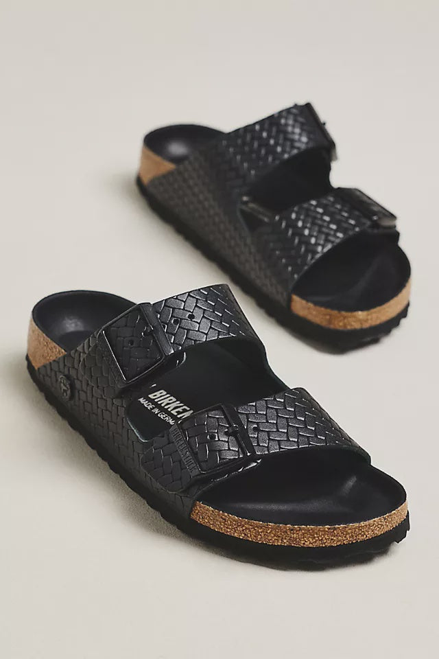 ARIZONA LEATHER WOVEN EMBOSSED BLACK