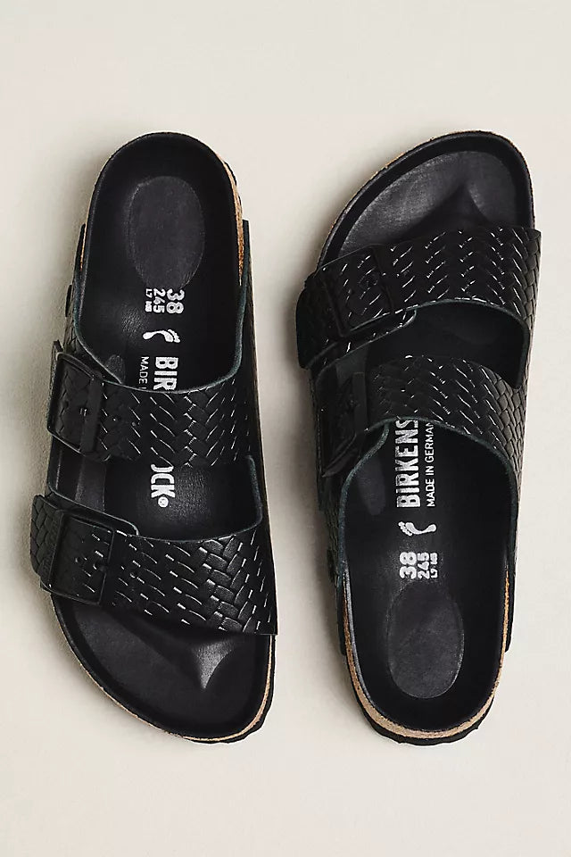ARIZONA LEATHER WOVEN EMBOSSED BLACK