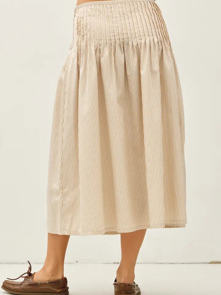 STRIPED PINTUCKED SKIRT