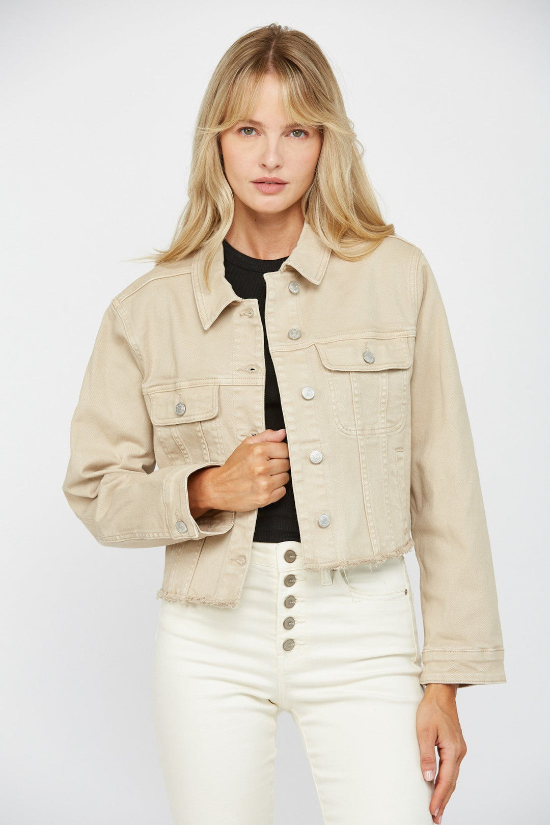 WOMEN'S STRETCH DENIM JACKET in MAIZE