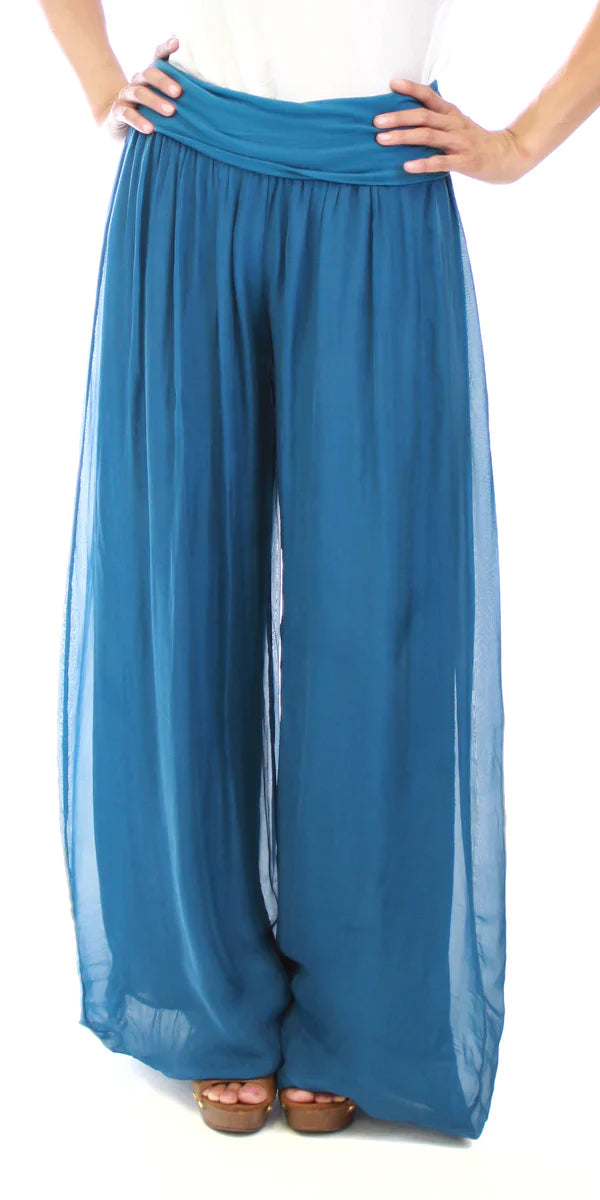 ASPEN SILK HAREM PANTS in TEAL