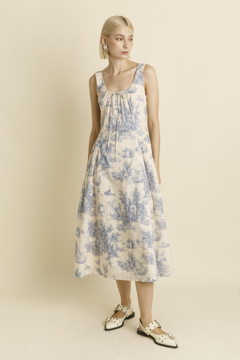 TOILE MIDI DRESS W/TIE