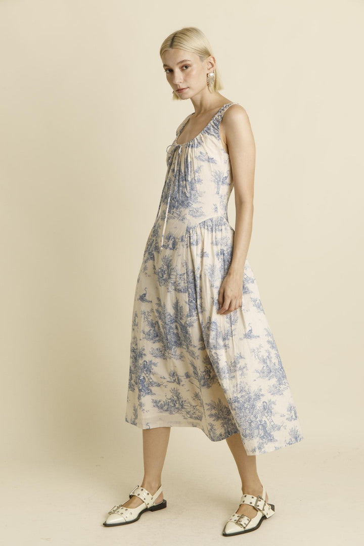 TOILE MIDI DRESS W/TIE