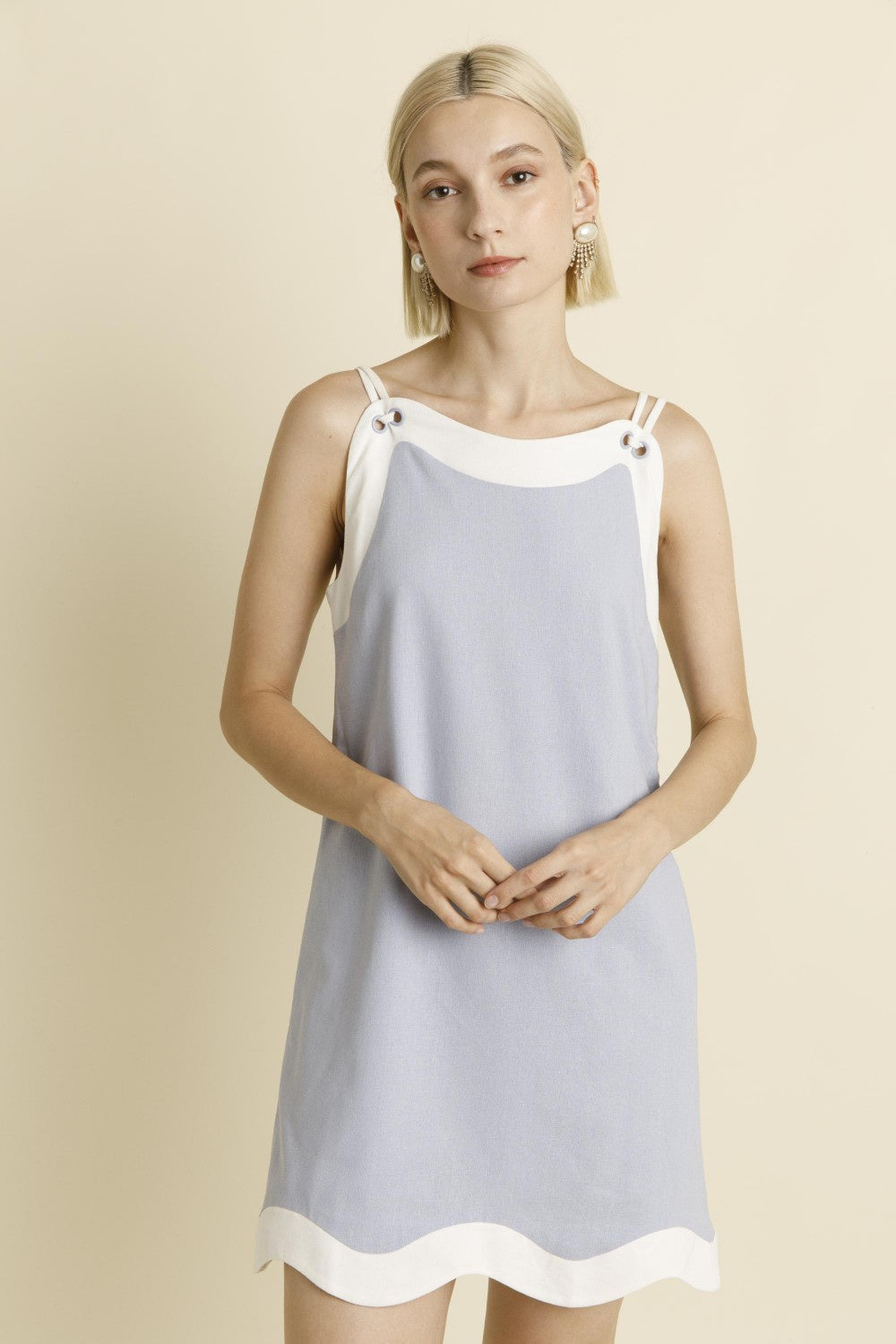 LINEN WAVE HEM MINI DRESS