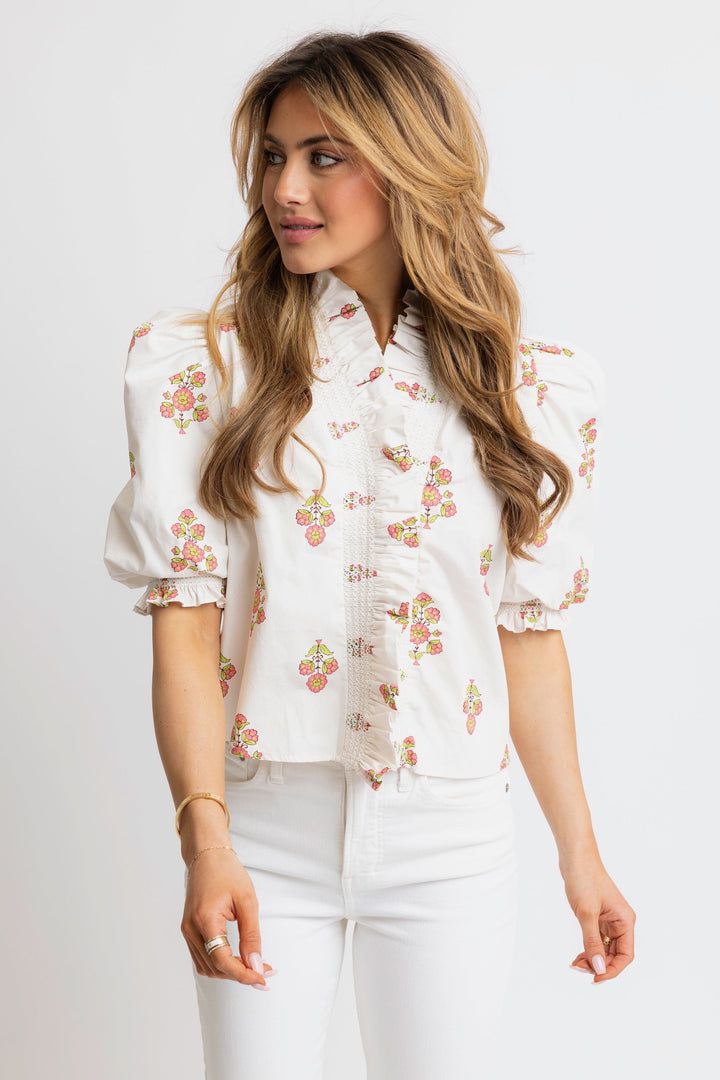 FLORAL RUFFLE TOP