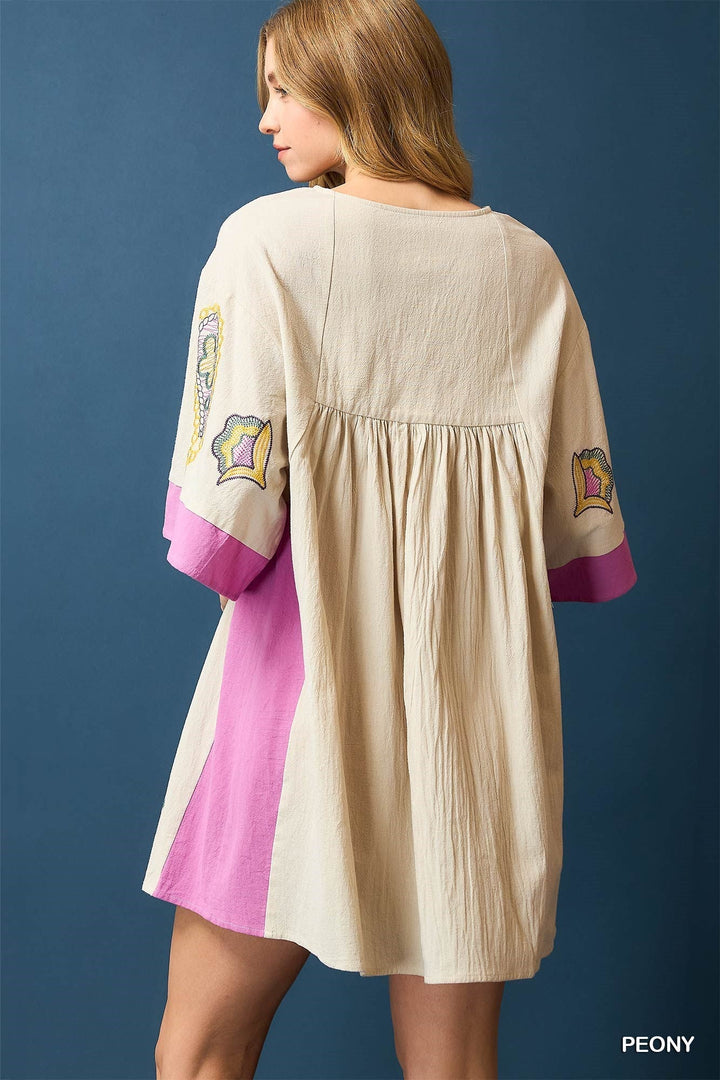 PEONY BOHO EMBROIDERED KAFTAN DRESS