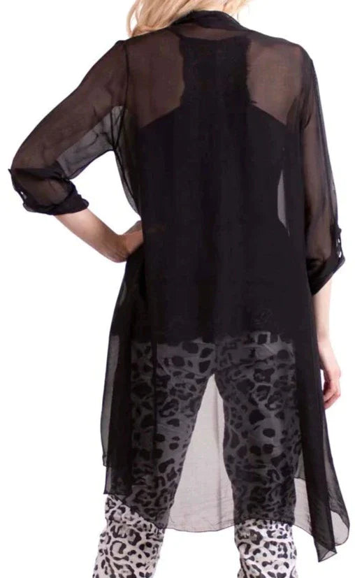 PORTICI SILK CARDIGAN in BLACK