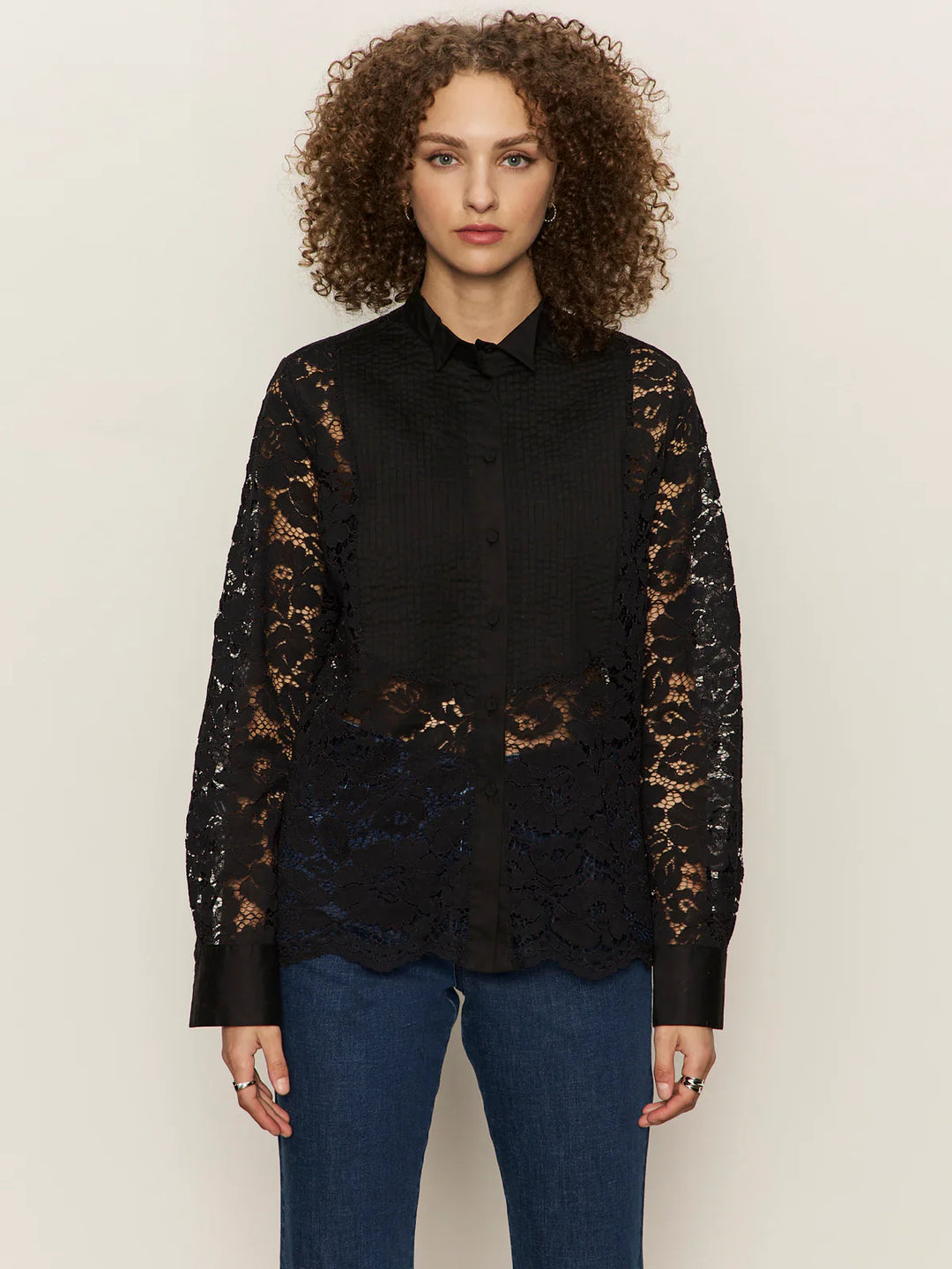 SERENDIPITY LACE TUXEDO SHIRT