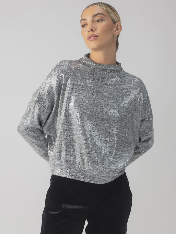 SEQUIN FUNNEL NECK TOP